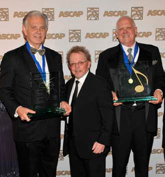 (Left to right) ASCAP Henry Mancini Award honoree Bruce Broughton, ASCAP President and Chairman Paul Williams, and ASCAP Golden Note Award Honoree Dennis McCarthy.