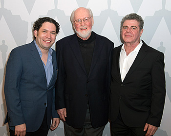 (Left to right) Gustavo Dudamel, John Williams and Gustavo Santaolalla