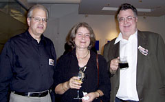 Archvist James D\'Arc (left), Olivia Tiomkin Douglas and composer/arranger John Morgan