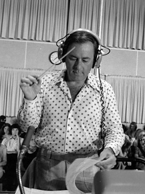 Stevens conducting a recording session for <i>Hawaii Five-0</i>.